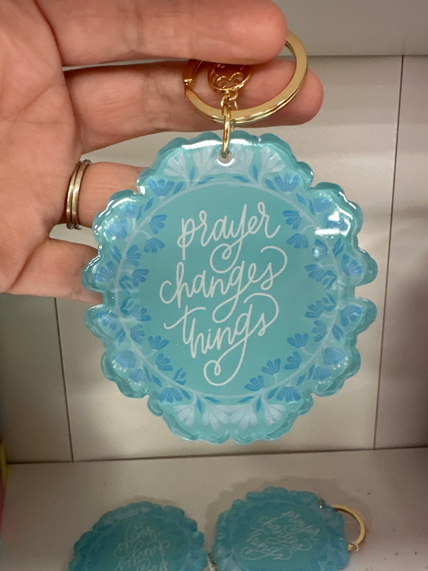 Prayer changes things keychain