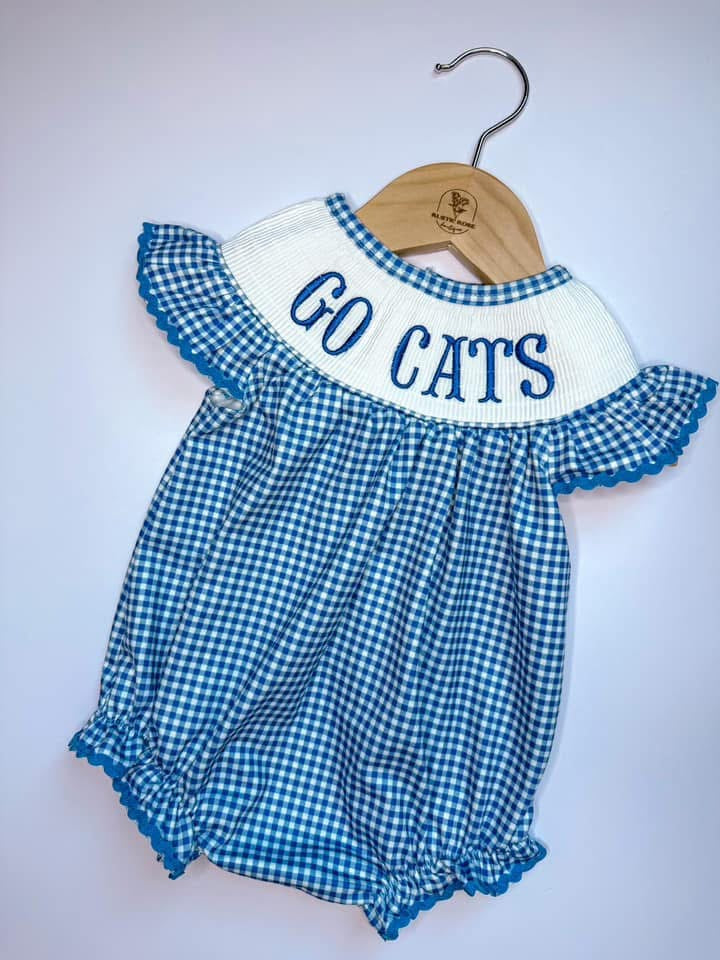 GO CATS girls SMOCKED bubble