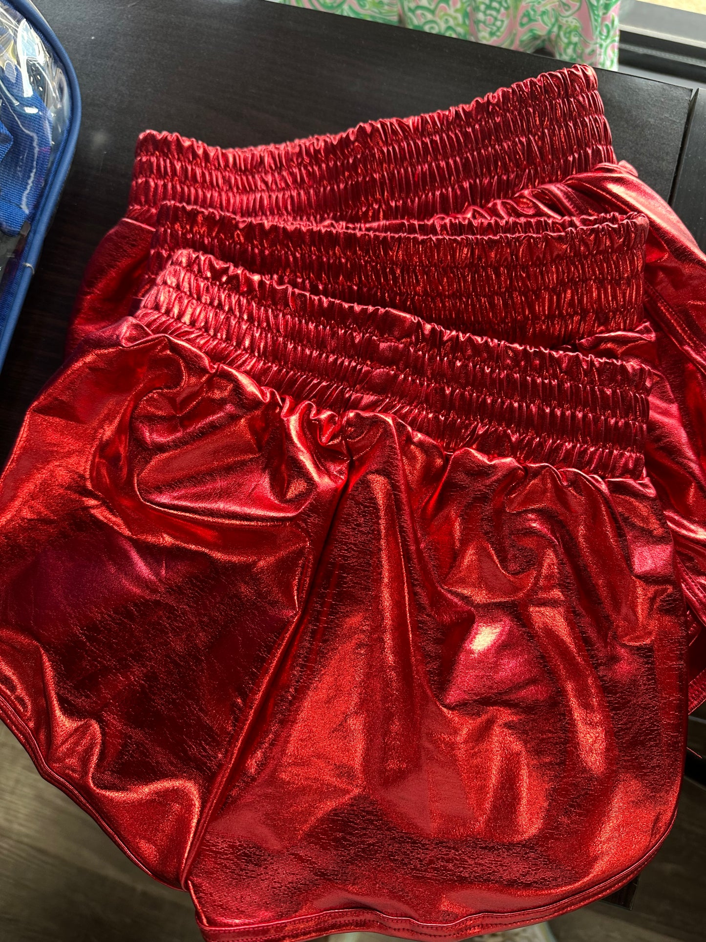 Girls red shimmer shorts