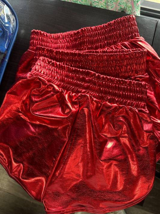 Girls red shimmer shorts