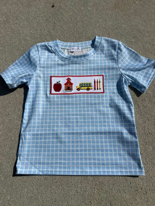 BTS blue gingham tee